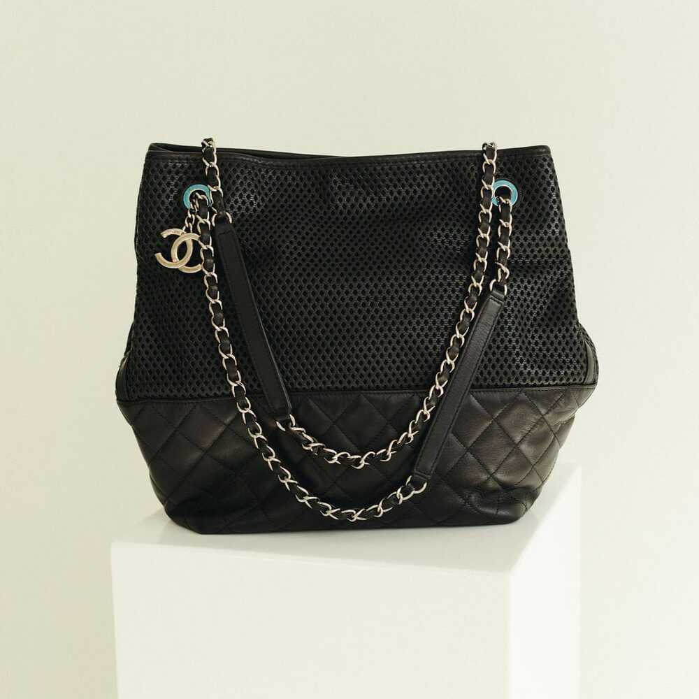 Chanel Up In The Air Perforated Leather Tote Bag Black